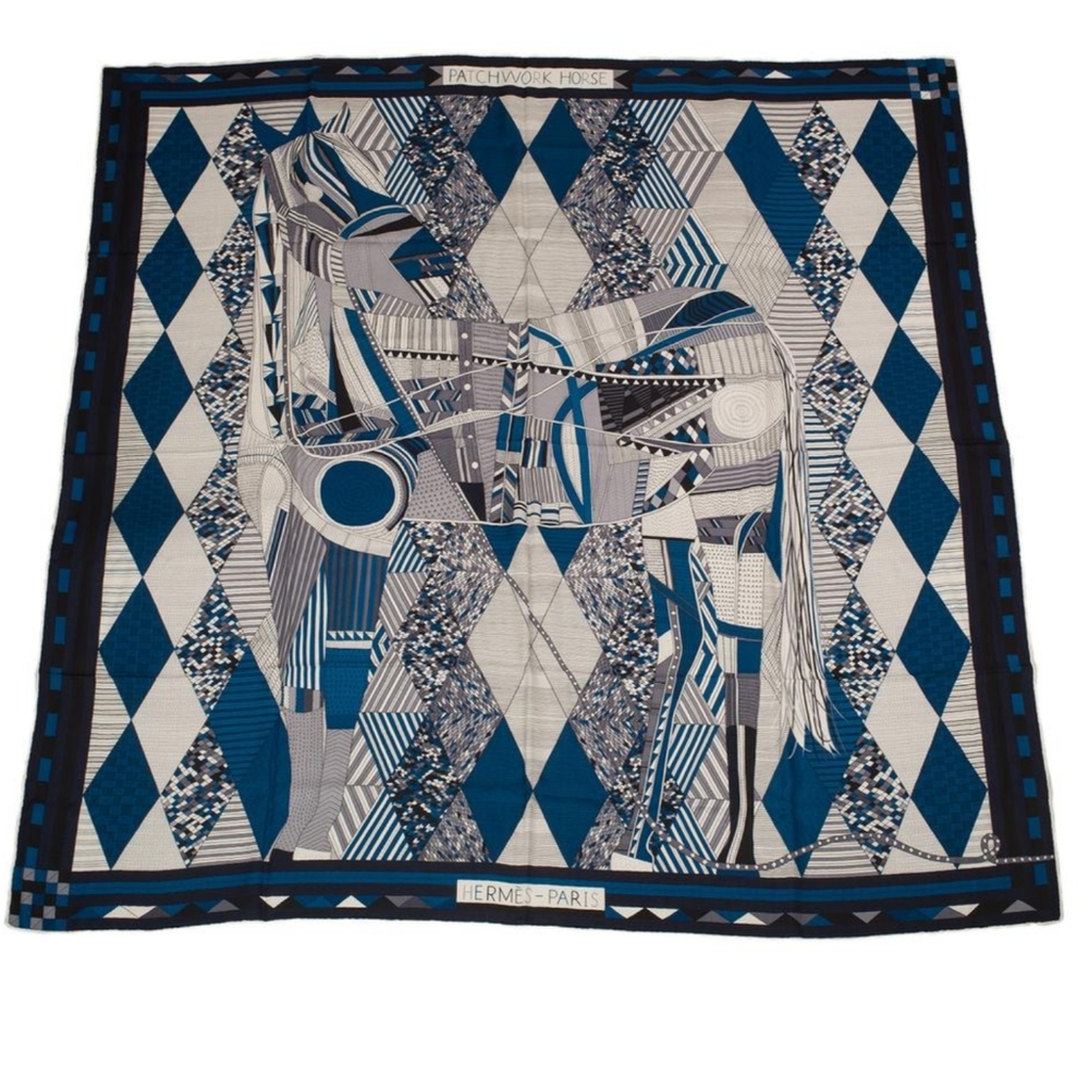 HERMES Patchwork Horse 140 Cashmere & Silk Shawl